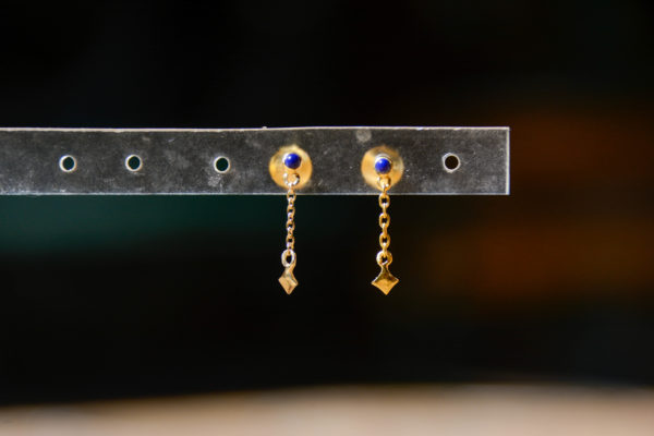 Lapis Lazuli - Boucles D'Oreilles Ati Doré