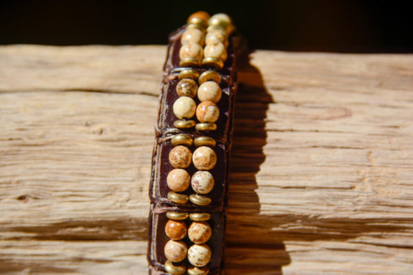 Jaspe Paysage - Bracelet en Cuir