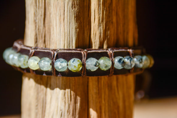 Préhnite - Bracelet Cuir