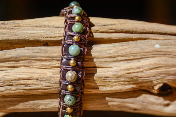 Turquoise Africaine - Bracelet Cuir