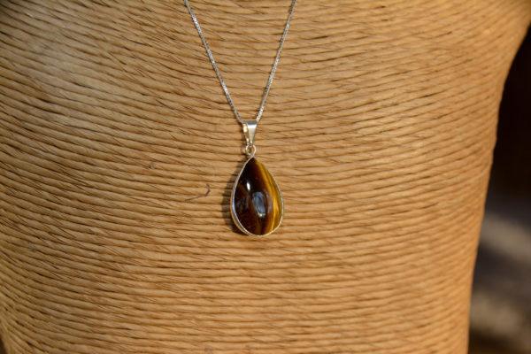 Oeil de Tigre - Pendentif monture argent – Image 2