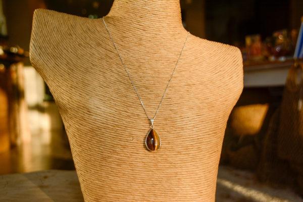 Oeil de Tigre - Pendentif monture argent