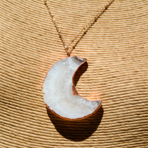 Cristal de Roche & Cuivre - Collier Grande Lune