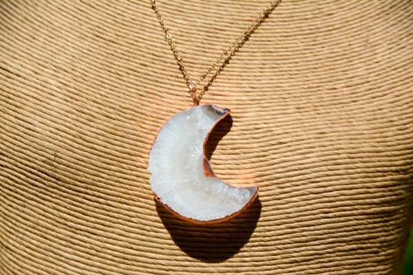 Cristal de Roche & Cuivre - Collier Grande Lune