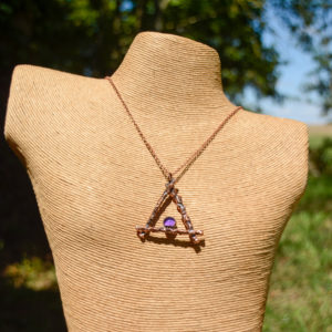 Améthyste & Cuivre - Collier Signe de Feu