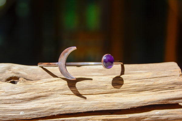 Améthyste & Cuivre - Bracelet Lune