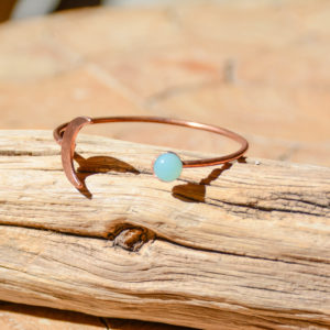 Calcédoine Aqua & Cuivre - Bracelet Lune