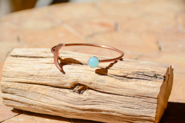 Calcédoine Aqua & Cuivre - Bracelet Lune