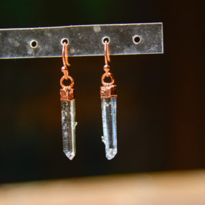 Cristal de Roche & Cuivre - Boucles d'Oreilles Pointes