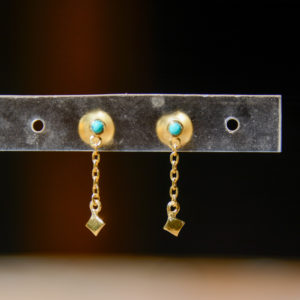 Turquoise - Boucles D'Oreilles Ati Doré