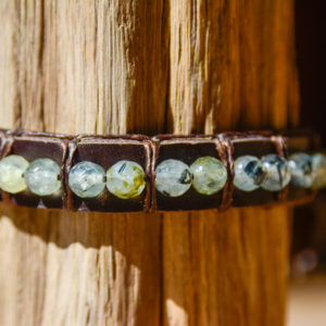 Préhnite - Bracelet Cuir