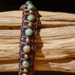 Turquoise Africaine - Bracelet Cuir