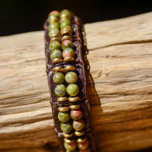Unakite - Bracelet Cuir