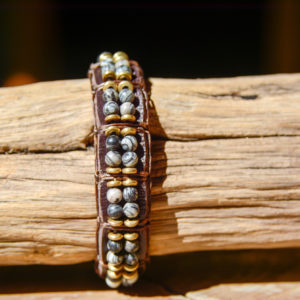 Jaspe Araignée - Bracelet en Cuir