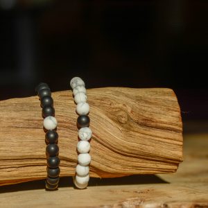 Howlite et Onyx dépoli - Bracelet couple